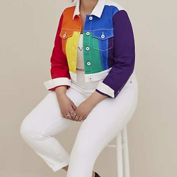 🆕️🌈 3X RAINBOW ALWAYS PROUD DENIM JACKET - PRIDE 🌈 - Picture 3 of 5